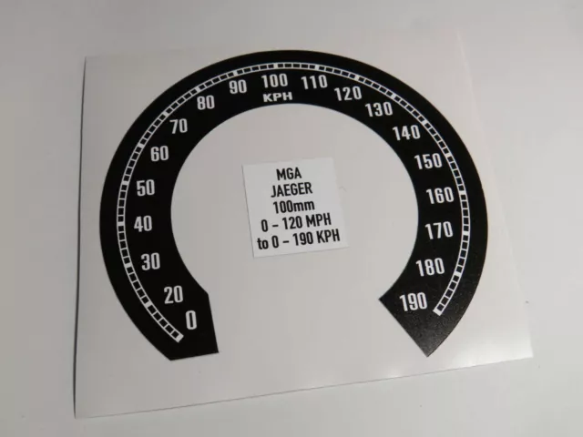 Autocollant de conversion compteur JAEGER MPH en KPH pour MG A / MGA ø 100