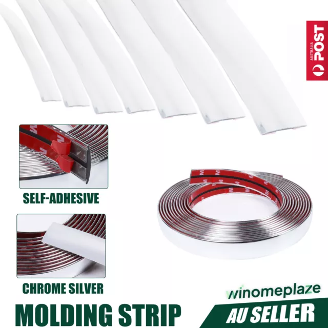 Silver Chrome Polish Auto Moulding Trim Line Adhesive Strip 6mm-20mm 30mm 40mm