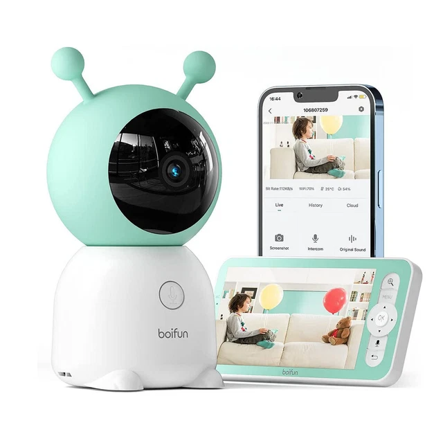 2K HD Babyphone mit Kamera PTZ 355° Baby Monitor Temperatur Überwachungskamera