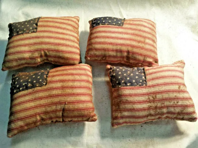 Primitive/Patriotic/Farmhouse/Flags/Red-White-Blue/Bowl Fillers/Grunged/Set of 4