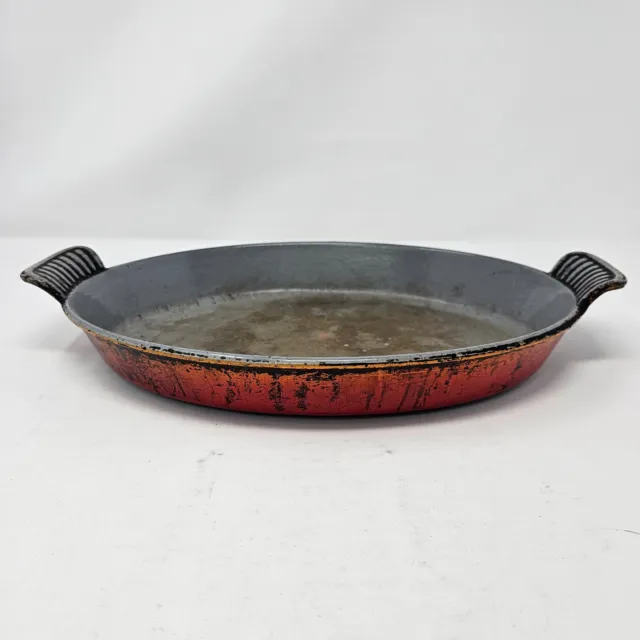 Le Creuset #30 Skillet 12 Red Enameled Cast Iron Double Spout Made In  France 