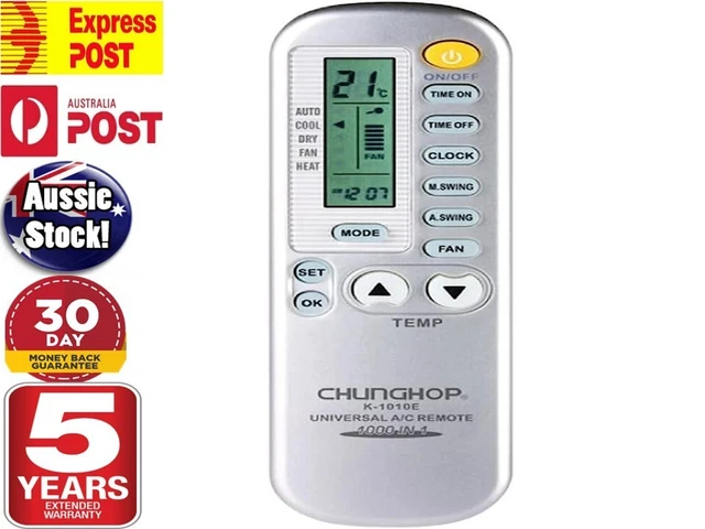 Universal Aircon Remote Replacement Silver - AC Air Conditioner Control 1 in 100