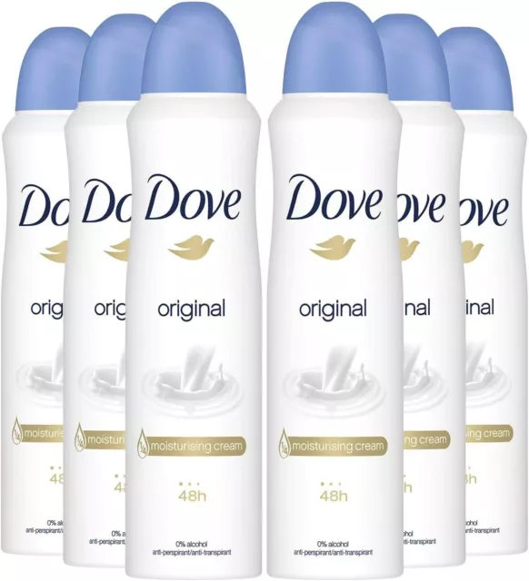 Dove Deodorante Original Spray Con Crema Idratante Senza Alcool 6 Pezzi Da 150Ml