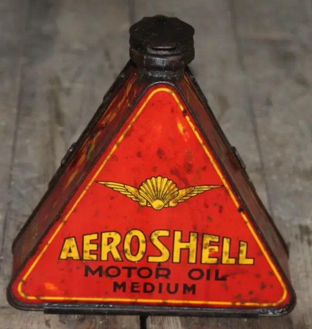 Öldose Ölkanne AEROSHELL + Halter 1930 /  shell mobiloil harley indian dkw puch