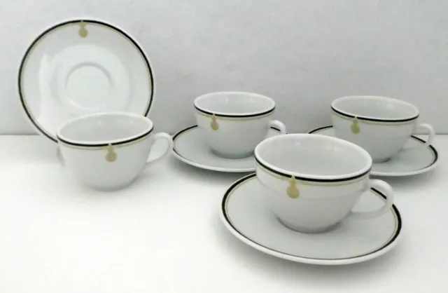 APILCO Yves Deshoulieres Pineapple 4 Cup and Saucer SETS  FRANCE