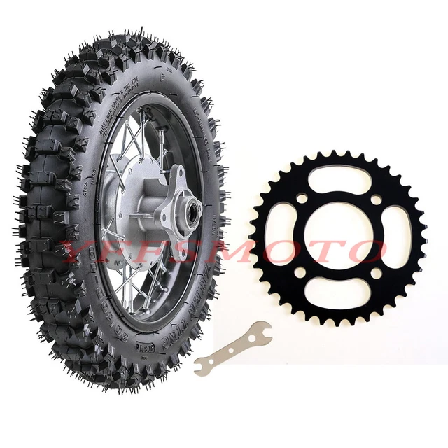 80/100-10 Drum Brake Knobby Rear Wheel Tire Rim + Sprocket for Honda CRF TTR DRZ