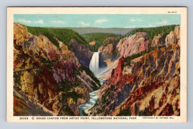 Yellowstone National Park, Grand Canyon Artist Pt Series #28328 Vintage Postcard