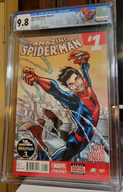 Amazing Spider-man 1 CGC 9.8 2014 1st app Cindy Moon WHITE PAGES