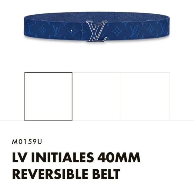 Louis Vuitton LV Tilt 40mm Reversible Belt Navy Taurillon. Size 95 cm