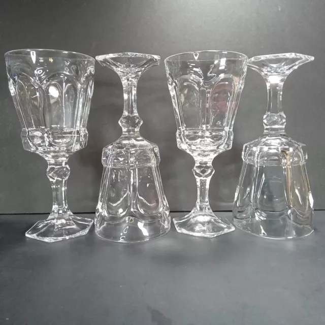4 Virginia Clear by Fostoria Glass Water Goblet Stem 2977 Vintage 7 1/8" Tall