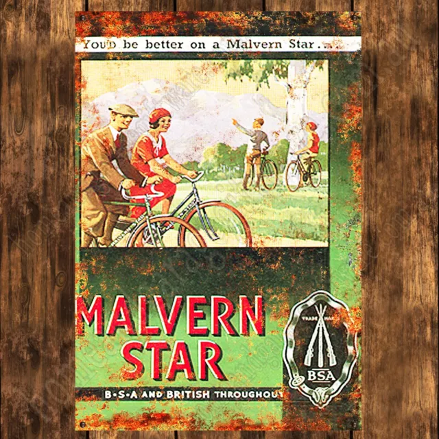 200mm x 285mm ALUMINIUM SIGN - MALVERN STAR BICYCLES