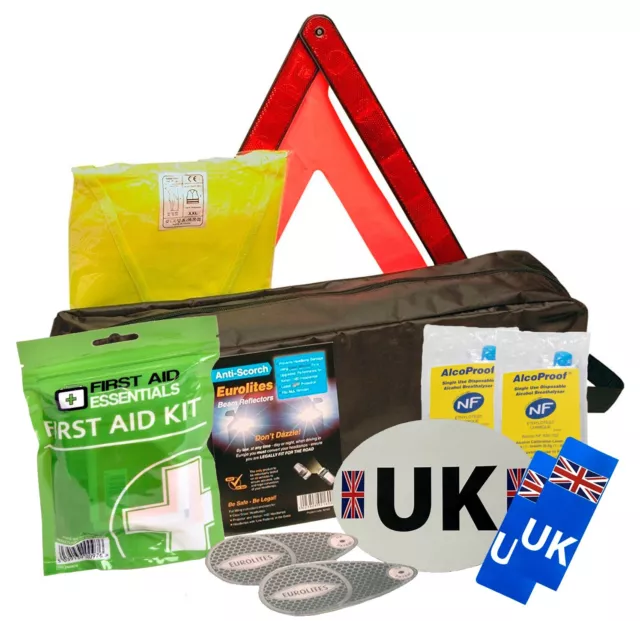 Travel Abroad Euro European Driving Kit With Alcohol Breathalyser Numberplate UK