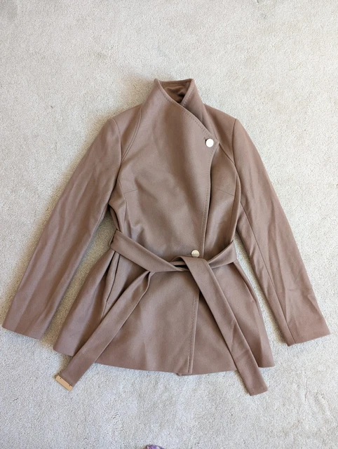 TED BAKER COAT Elethea short camel wool cashmere blend belted wrap SIZE 2 UK 10 89.00 PicClick UK