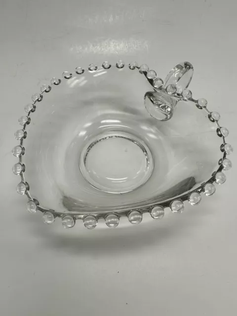 Imperial Glass Candlewick Heart Shaped Handled Bowl Nappy