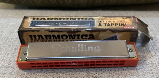 Schylling Beginner Learn To Play Harmonica 16 Hole Tin Silver And Red
