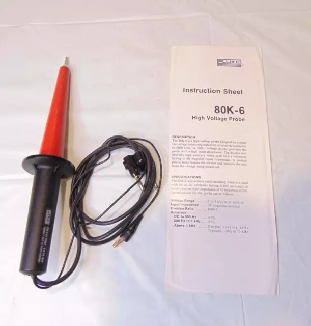 Fluke 80K-6 High Voltage HV Probe for Use with Fluke Multimeters & Others #7