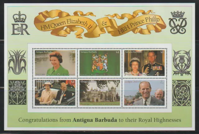 Antigua & Barbuda 1997 Golden Wedding Anniv Qeii Prince Phllip Ss Mnh - Ant553