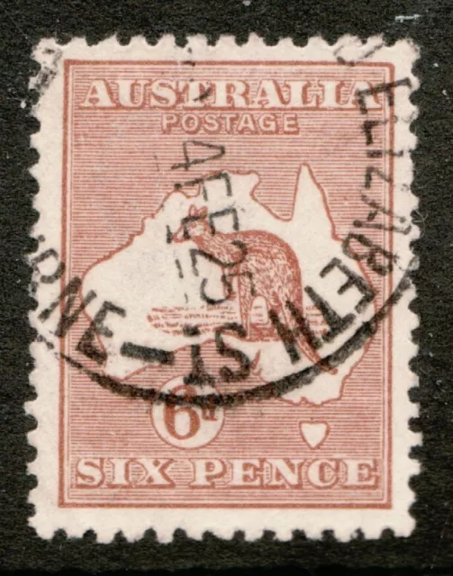 1923 Australia Sc #49 - 6 Pence - Kangaroo & Map, Used CDS Cancel Cv$7.25