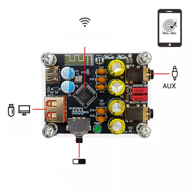 ZK-PT2 HIFI 5.1 Bluetooth Decoder Board Player Audio Receiver Audio Amplifier 2