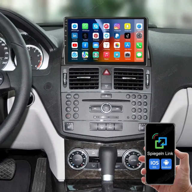 Android 13 Autoradio Für Mercedes Benz C-Klasse W204 S204 Mit GPS WIFI BT FM RDS