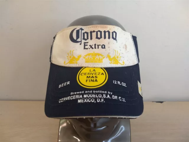 Corona Extra Adjustable Strapback Sun Visor/Cap, Blue/White, Alcohol/Beer/Mexico