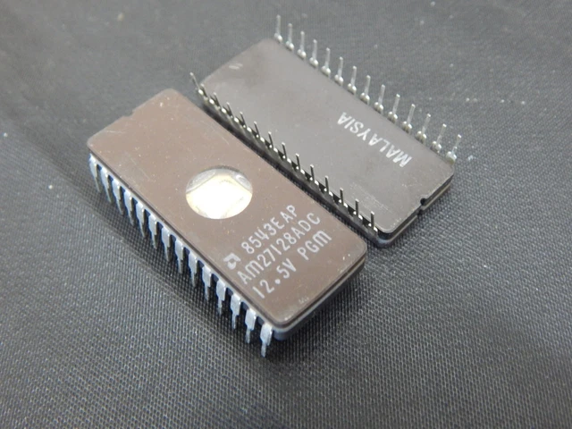 Amd Am27128Adc Eprom 16Kx8 Uvprom, 250Ns, Cdip28 - Lot Of 2 - Usa Fast Shipping