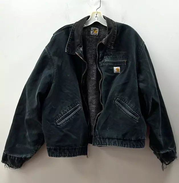 Carhartt Black Blanket Lined Detroit Jacket Broken Zipper Size Large/XL