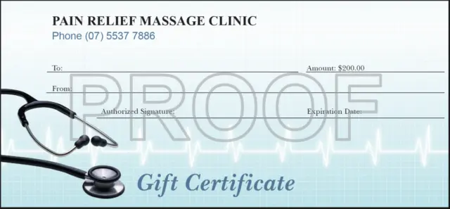 Gift Certificate Voucher For Pain Relief Massage Clinic Gold Coast QLD Australia