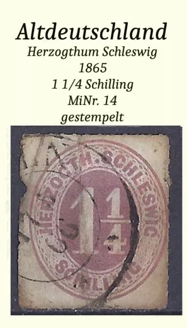 AD Schleswig-Holstein MiNr. 14, gestempelt, günstige Marke