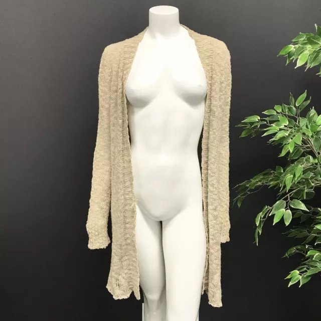 Lucky Brand 'Alonsa' Mixed Knit Stitch Cardigan Beige Sz M