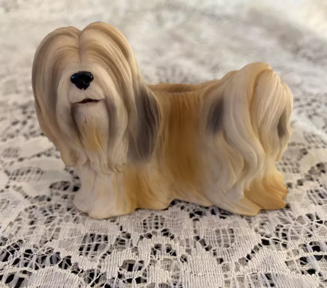 Lhasa Apso Vintage Figurine Resin 3” X 2  1/4”