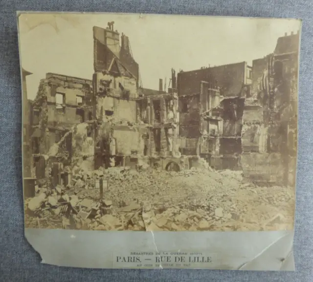 Ancienne Grande Photographie -Destruction Paris - Rue De Lille -  Guerre 1870