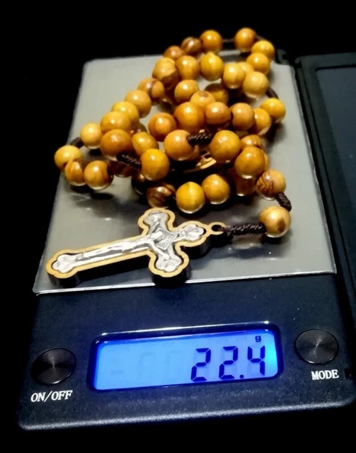 Rosario hecho de madera de oliva de la cruz de los lácteos, peso ligero, regalo hecho a mano