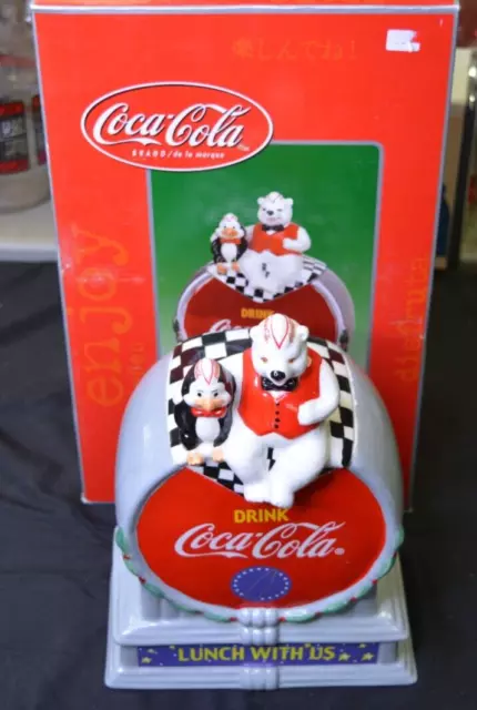 Drink Coca Cola "Lunch With Us" Polar Bear Penguin Cookie Jar 2001