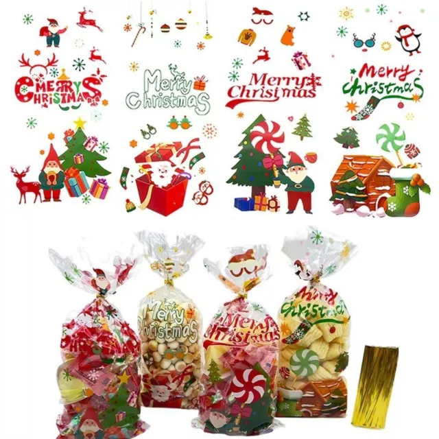 50PCS Santa Claus Snowflake Xmas Packaging Bags  Christmas Decoration