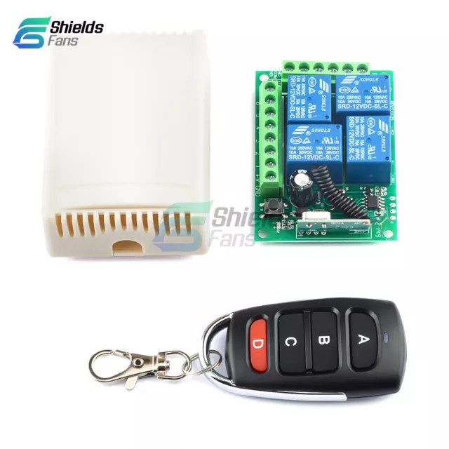 DC12V 433MHz 315MHz Wireless RF Remote Control Relay Switch 4CH Receiver Board