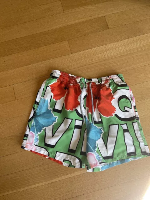 $325 VILEBREQUIN Green White Red Moorea Swim Trunks Bathing Shorts sz L