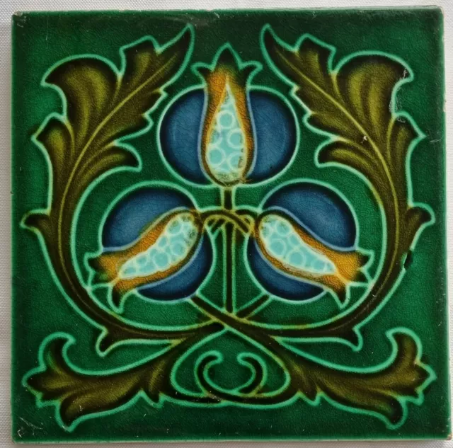 Art Nouveau Majolica Tile. Corn Bros. C1905.