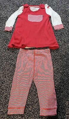 Mothercare Baby Girls, Red 3 piece outfit, Top,  Dress Leggings Age 9-12 Months