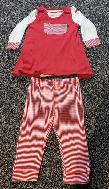 Mothercare Baby Girls, Red 3 piece outfit, Top,  Dress Leggings Age 9-12 Months