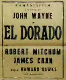 Movie poster=El Dorado playbillcc074(John Wayne, dir. Howard Hawks), size 36x47