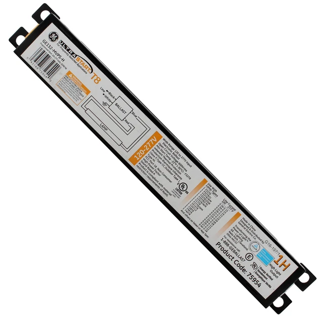 Ge Ge132-Mvps-H Fluorescent Ballast, 1-Lamp, 32W, T8 F32T8, 120-277V