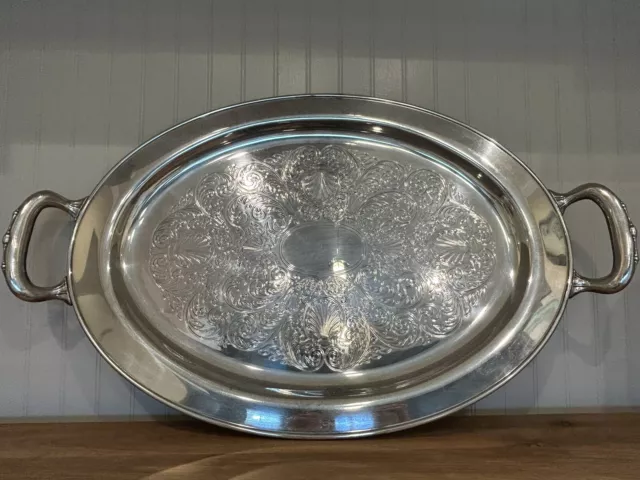 Vintage Oneida 24” Oval Silver Plate Serving Tray