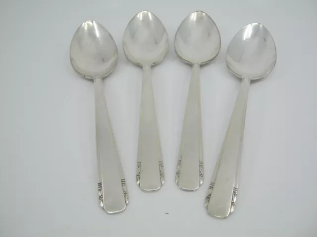 4 Pcs Oneida Community Elaine Place Oval Soup Spoons Tudor Silverplate Flatware