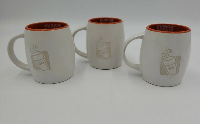 Dunkin' Donuts 2012 Engraved 14 Oz Coffee Mugs set of 3