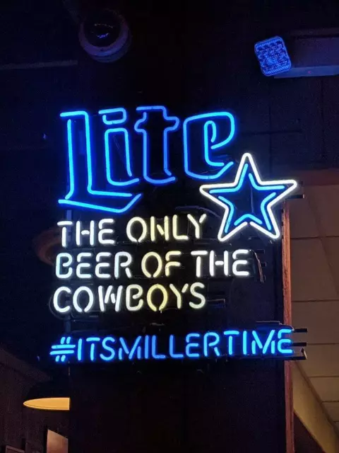 Miller Lite Time Dallas Cowboys Neon Light Sign 24"x20" Beer Bar Decor Lamp