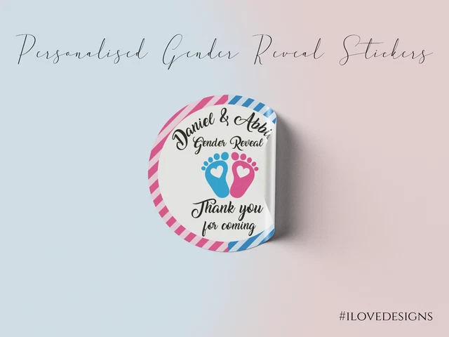 Gender Reveal Stickers Personalised Baby Shower Gender Reveal Baby Shower