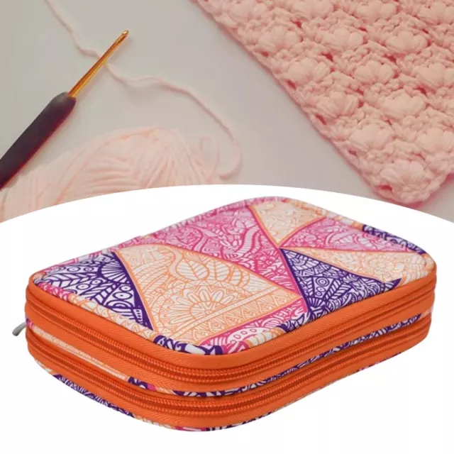 CROCHET HOOK CASE Holder with Zipper Easy to Carry Sewing Tools Pouch ...