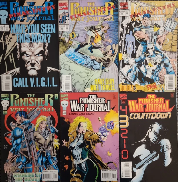Punisher War Journal #70-72 74 75 79 1995 Marvel Comic Book Lot Countdown KEY