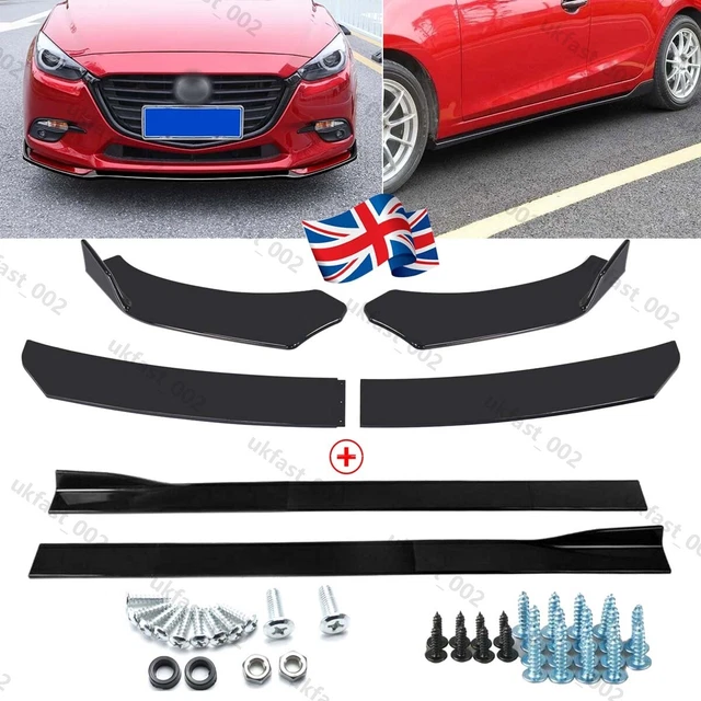 CAR SIDE SKIRT Splitter Extension + Front Bumper Lip Spoiler Diffuser